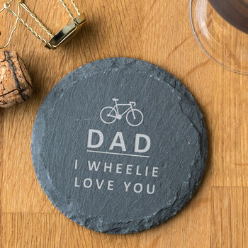 Personalised Cycling Pun Natural Slate Coaster, 2 of 9