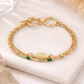 60th Birthday Gold Leaf And Six Bead Bracelet, 2 of 5