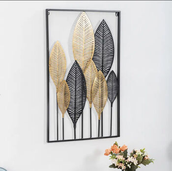 Modern Black And Gold Leaf Luxury Wall Art Decor, 4 of 12