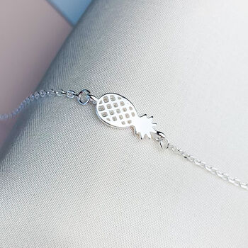 Sterling Silver Pineapple Charm Bracelet, 4 of 5