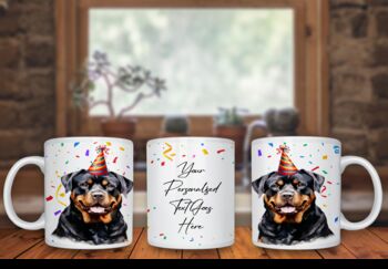 Personalised Rottweiler Birthday Congratulations Party Mug, 2 of 2