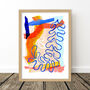 Blue And Orange Abstract Leaf Art Print, thumbnail 10 of 12