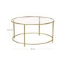 Round Glass Coffee Table With Gold Steel Frame, thumbnail 6 of 7