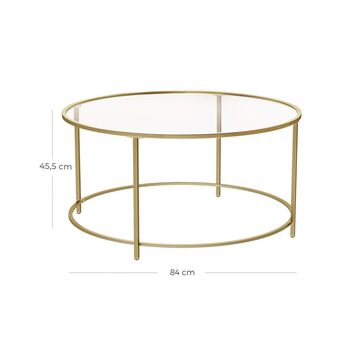 Round Glass Coffee Table With Gold Steel Frame, 6 of 7
