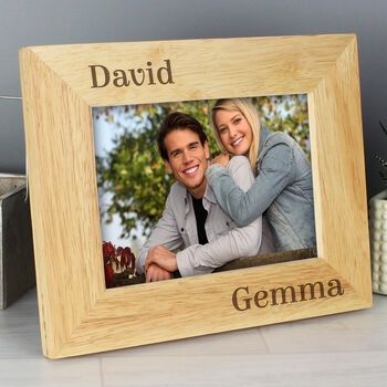 Personalised Couples 7x5 Landscape Wooden Photo Frame, 4 of 6