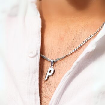 Bold Initial Steel Necklace For Men, 3 of 10