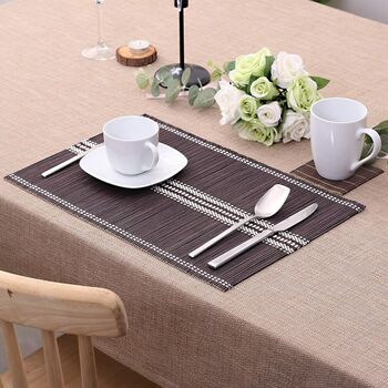 Set Of Six Brown Leaf Bamboo Placemats, 5 of 11