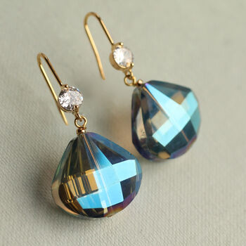 Labradorite Blue Drop Art Deco Earrings, 2 of 9