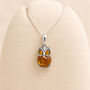 Personalised Sterling Silver Baltic Amber Owl Pendant Necklace, thumbnail 3 of 10