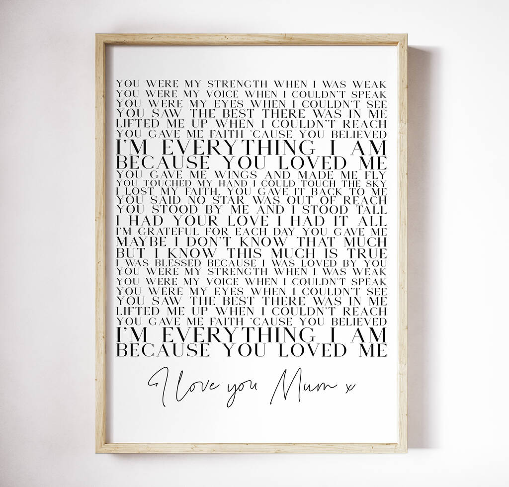 Because You Loved Me Personalised Printable For Mum, 1 of 2