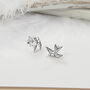 Tiny Swallow Studs In Sterling Silver And Gold Plated, thumbnail 3 of 4