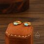 Sterling Silver Oval Green Opal Huggie Hoop Earrings, thumbnail 2 of 11