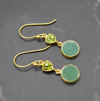 Peridot Jade Earrings: Gold Or Silver, Dangle Drop, 9 of 10