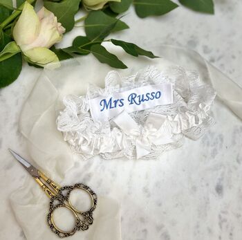 Personalised Lace Bridal Garter With Swarovski Crystal, 2 of 9