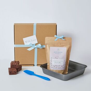 Eco Brownie Baking Kit With Baking Tin And Silicone Spatula Spoon, 6 of 7