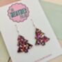 Purple And Gold Christmas Tree Glitter Earrings / Stocking Filler / Santa Present, thumbnail 3 of 10