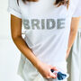Bride T Shirt With Sparkly Rhinestone Letters, thumbnail 3 of 5