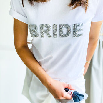 Bride T Shirt With Sparkly Rhinestone Letters, 3 of 5
