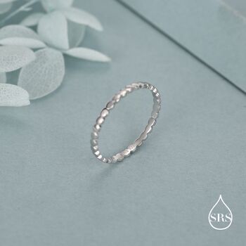 Sterling Silver Beaded Dot Band Ring, 3 of 12