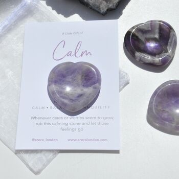 Calm Amethyst Heart Worry Thumb Stone Gift For Calm And De Stress, 5 of 9
