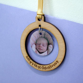 Baby's First Christmas Photo Tree Decoration, 3 of 3