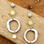 'Morwenna' Sustainable Wood And Pearl Earrings, thumbnail 7 of 10