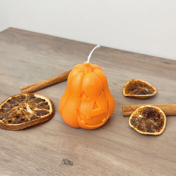 Orange Carved Pumpkin Halloween Candle, 4 of 8