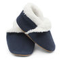 Dotty Fish Navy Soft Suede Baby And Toddler Slippers, thumbnail 1 of 8