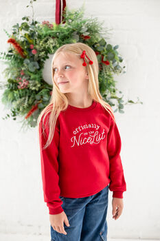 'Officially On The Nice List' Embroidered Sweatshirt Jumper, 2 of 3