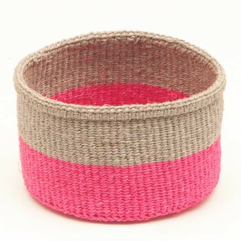 Grey And Fluoro Pink Colour Block Basket, 7 of 12