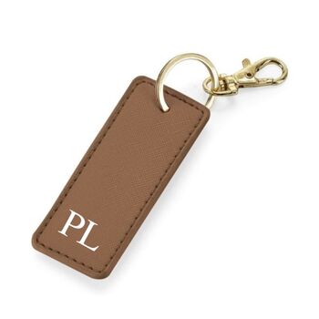 Personalised Saffiano Faux Leather Bag Charms Key Chain Keyring, 2 of 8