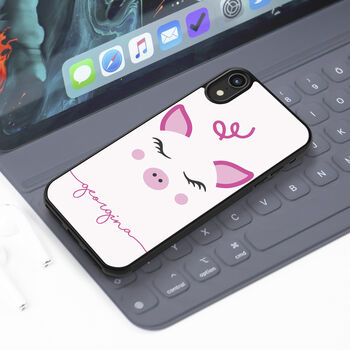 Personalised Cute Kawaii Pig iPhone Case, 2 of 2