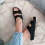 Leather Sandals With Memory Foam Insole In Black, thumbnail 6 of 9