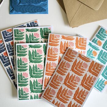 Block Print Dandelion Notecards Set Of Eight, 4 of 4