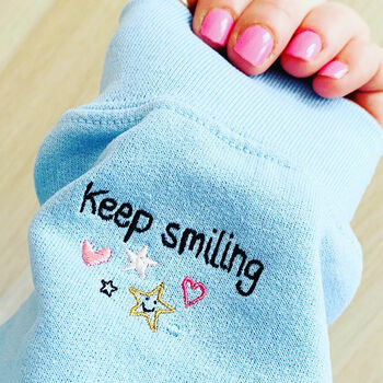 Embroidered 'Keep Smiling' Sweatshirt, 2 of 9