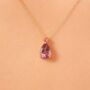 Pink Ruby And Amethyst Pear Cut Pendant Necklace In Sterling Silver And Gold Vermeil, thumbnail 1 of 11