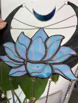 Moon And Lotus Glass Wall Hanging, 9 of 10