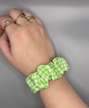 Breastfeeding Scrunchie Green And White Checked Cotton, 2 of 5