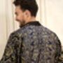 Men's Navy And Gold Batik Kimono Robe, thumbnail 6 of 8