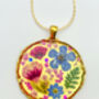 Statement Gold Necklace With Pink Flowers, thumbnail 8 of 12