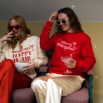 Merry Hangover Slogan Christmas Jumper Sweatshirt, 7 of 7