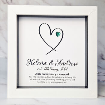 Personalised 20th Anniversary Gift Emerald Heart, 5 of 11