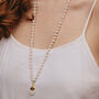 Clear Quartz Longer Length Necklace With Gold Tone Ginkgo Leaf, thumbnail 2 of 4