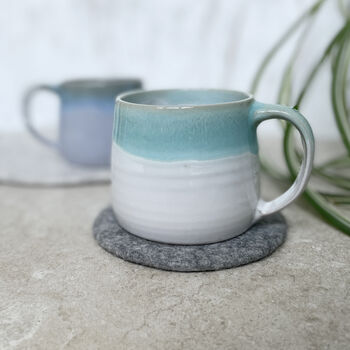Fair Trade Handmade Ombre Two Tone Stoneware Wide Mug, 8 of 11