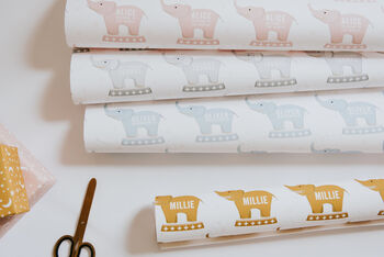 Personalised New Baby Elephant Wrapping Paper, 3 of 6