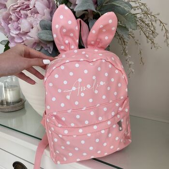 Personalised Childrens Polka Dot Bunny Backpack, 2 of 7