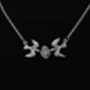 Swallows And Heart Silver Necklace, thumbnail 2 of 6