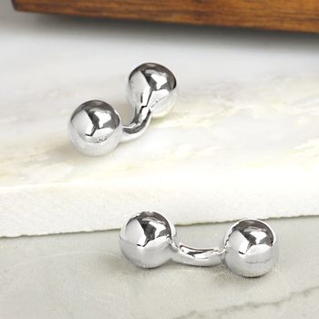 Sterling Silver Dumbbell Shaped Cufflinks, 3 of 5