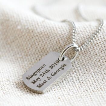 Personalised Stainless Steel Dog Tag Charm Necklace, 4 of 6