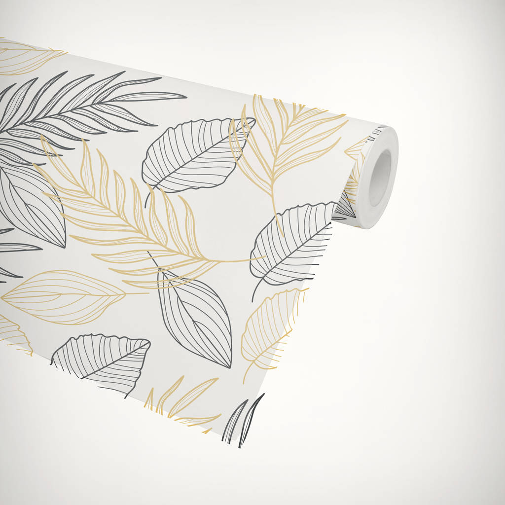 Gold And Black Palm Leaves Self Adhesive Wallpaper By Nutmeg Wall